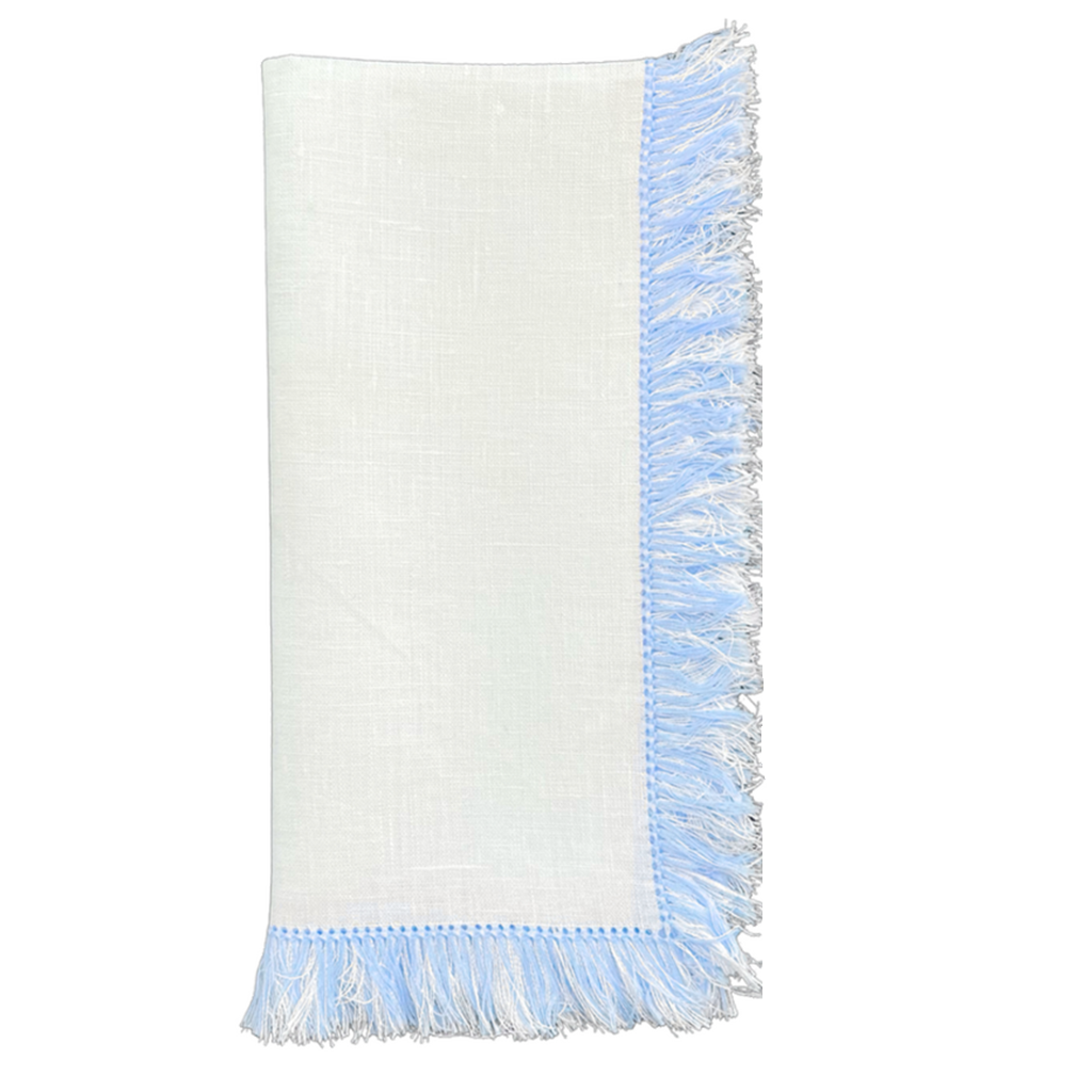 Light Blue Fringe Dinner Napkins