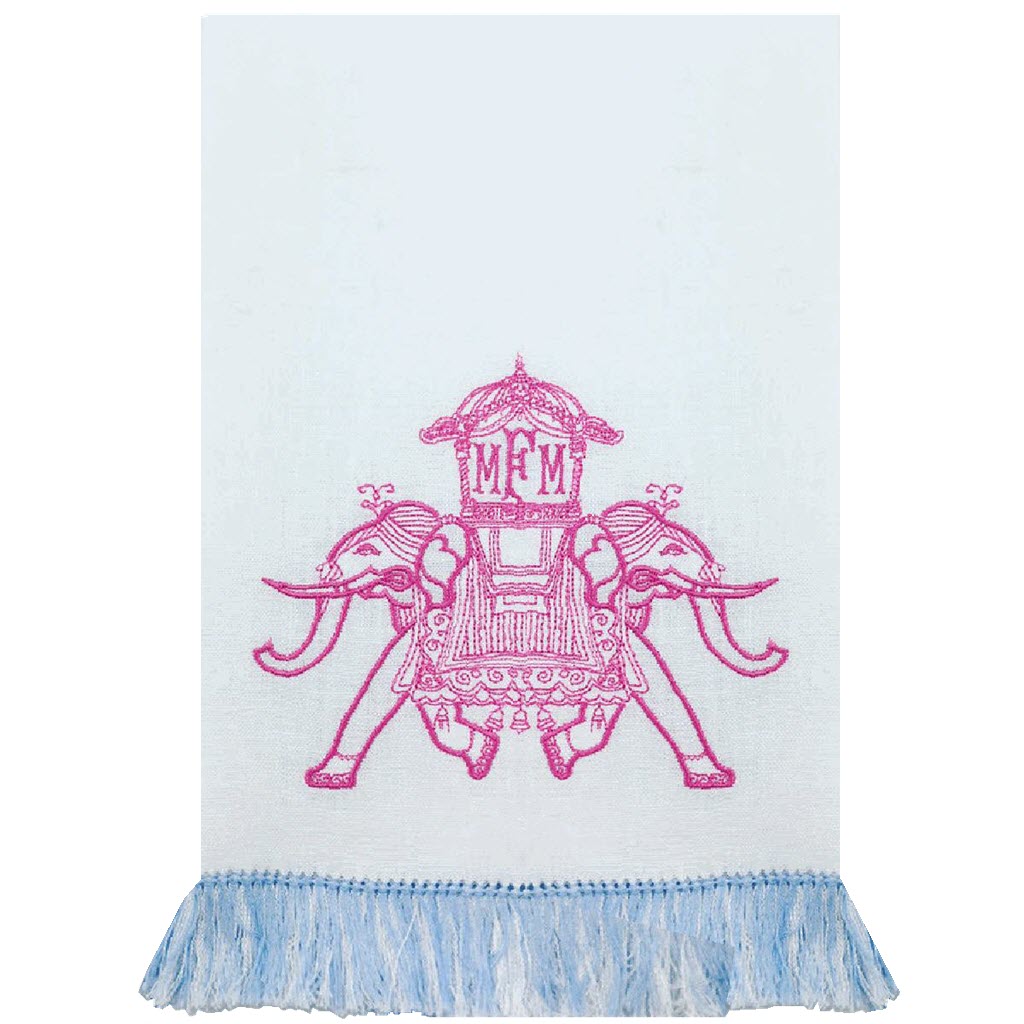 Light Blue Fringe Guest Towel