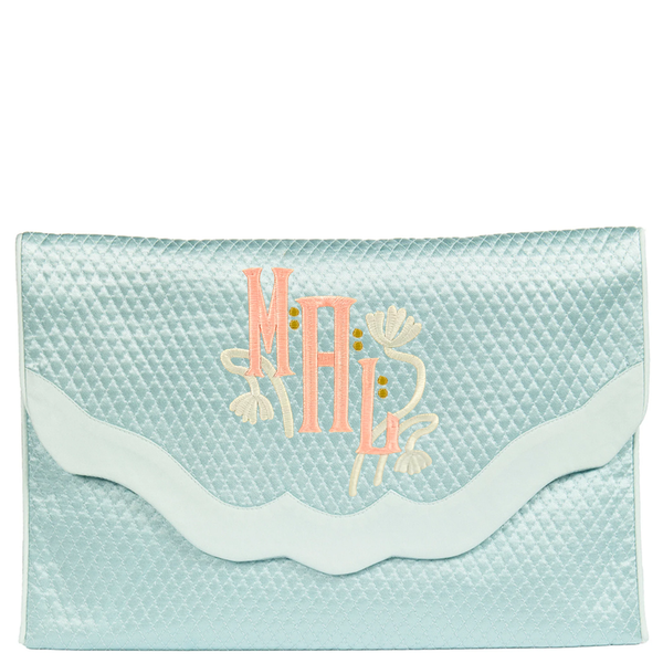 Quilted Blue Silk Lingerie Envelope