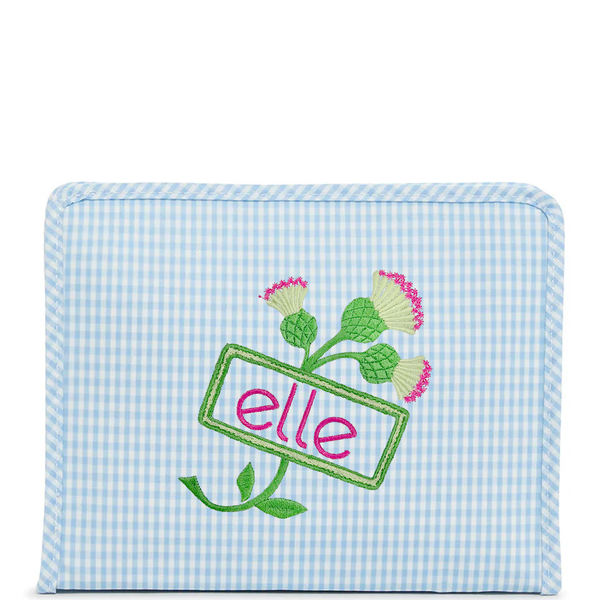 Gingham Mist Coated Zip Pouch