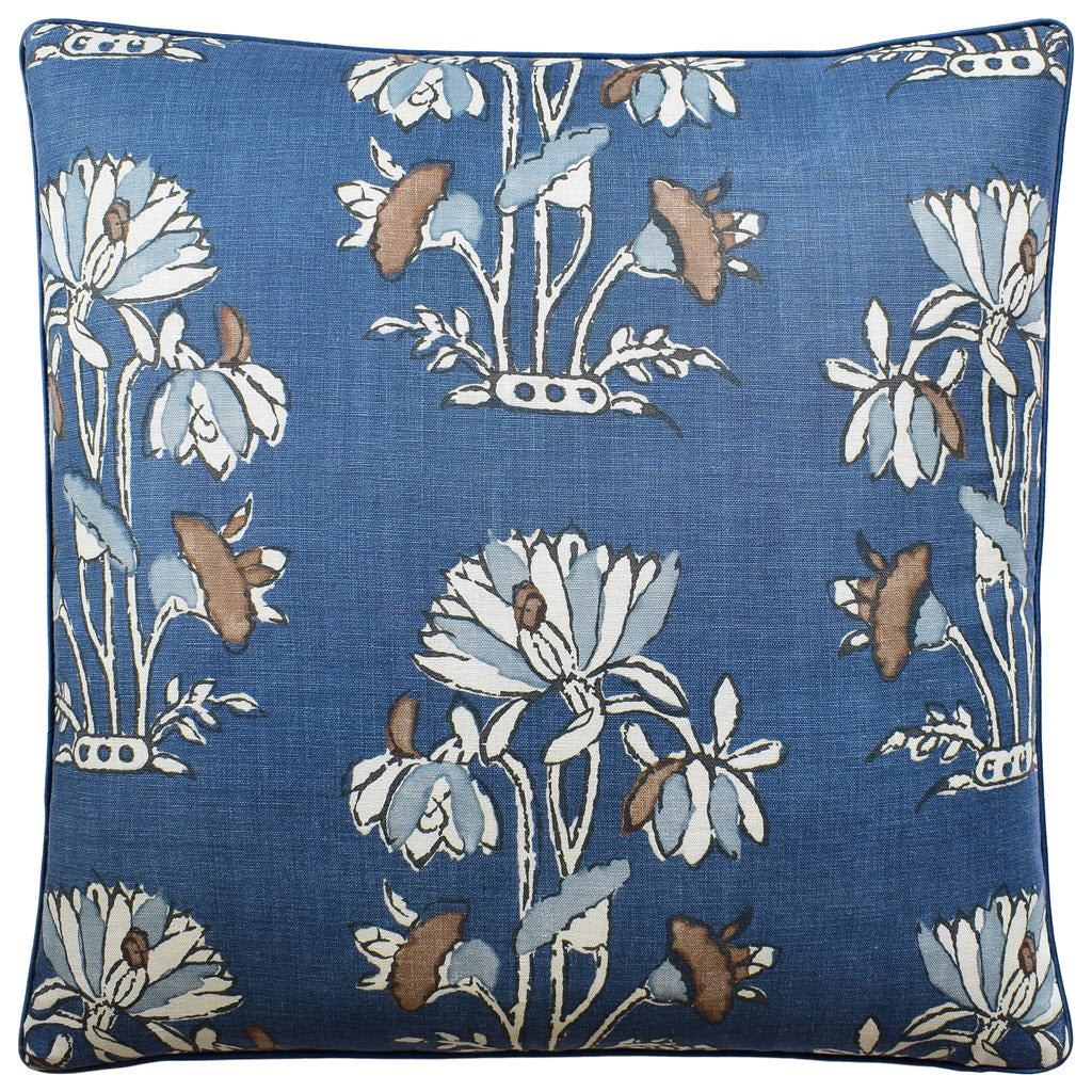 Lily Flower Navy Pillow