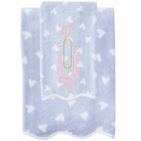 Weezie Tossed Blue Heart Towels