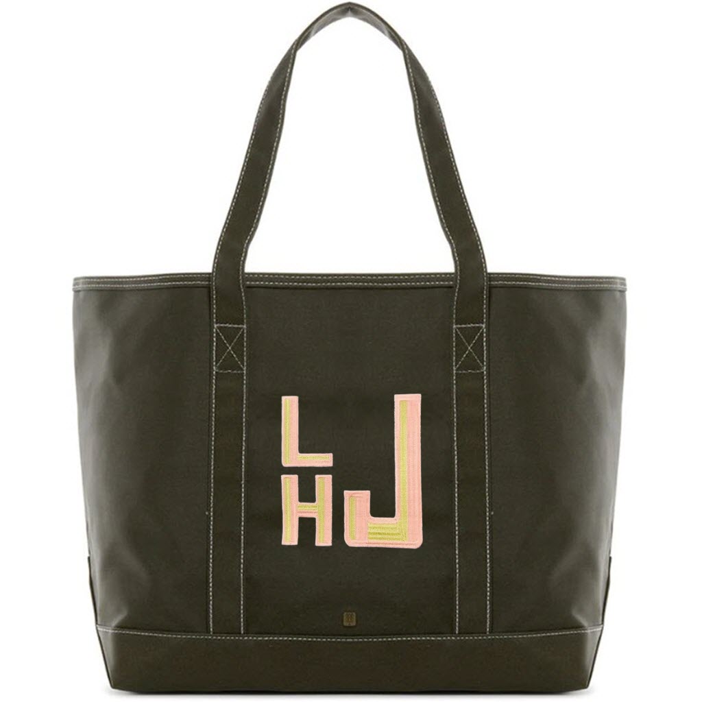 Olive Coated Canvas Maxi Tote