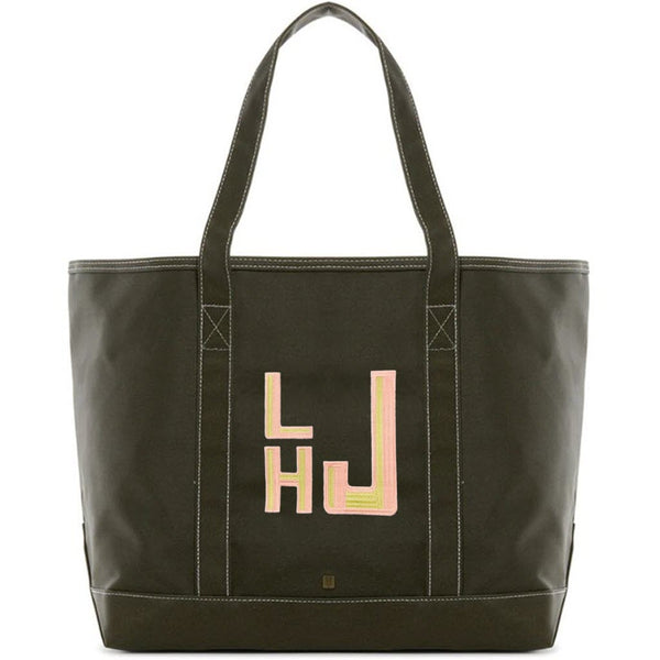 Olive Coated Canvas Maxi Tote