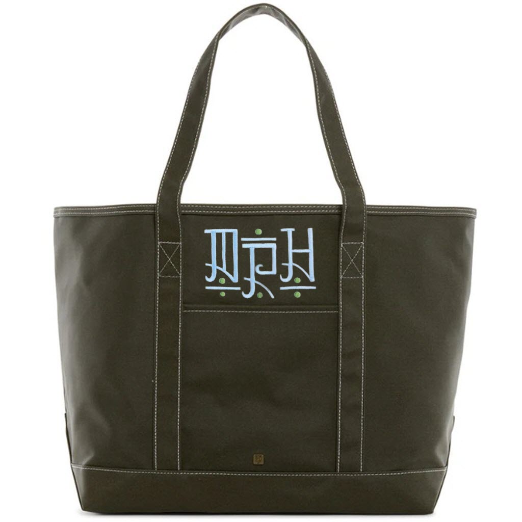 Olive Coated Canvas Maxi Tote