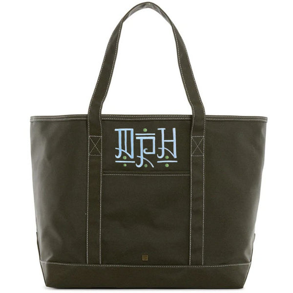 Olive Coated Canvas Maxi Tote