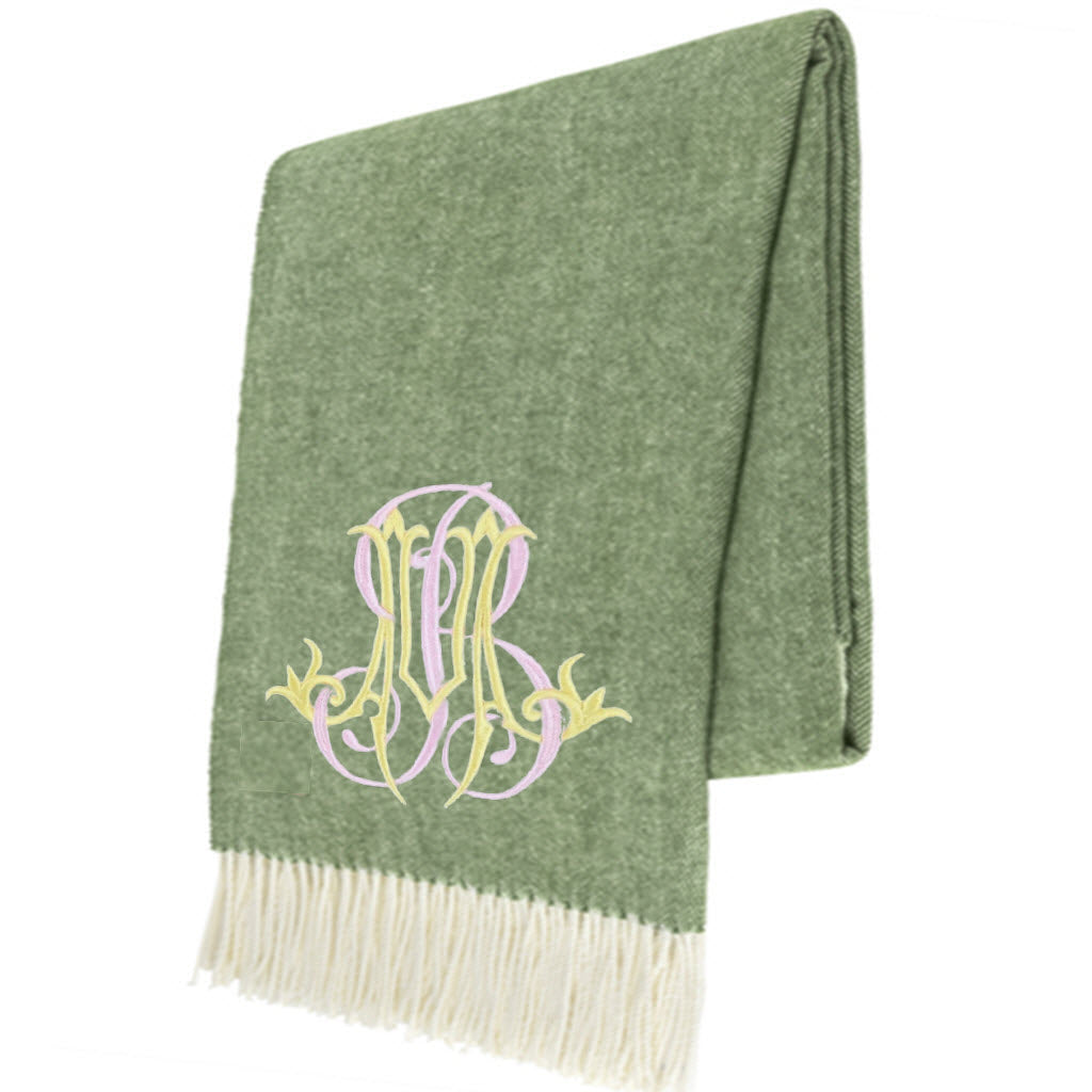 Olive Italian Herringbone Throw