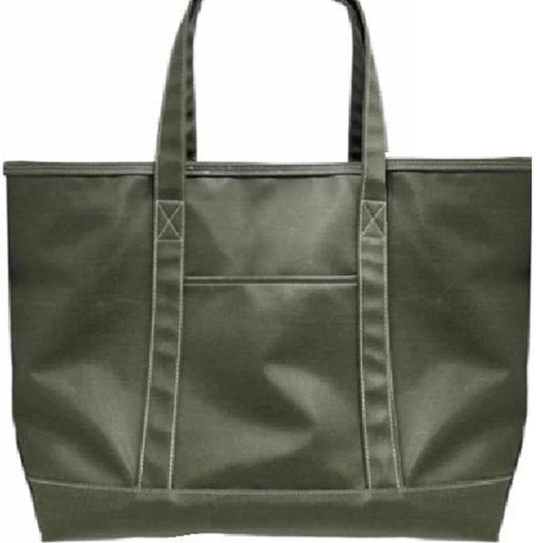 Olive Coated Canvas Maxi Tote