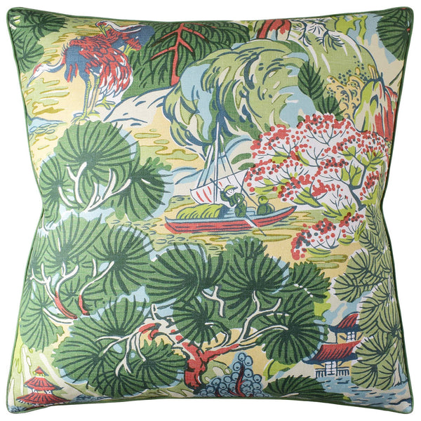 Pagoda Trees Coral/Green Pillow