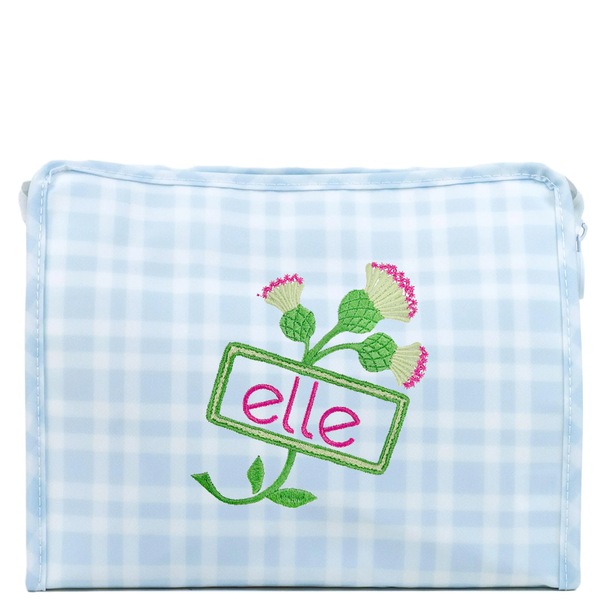 Pimlico Plaid Blue Coated Zip Pouch