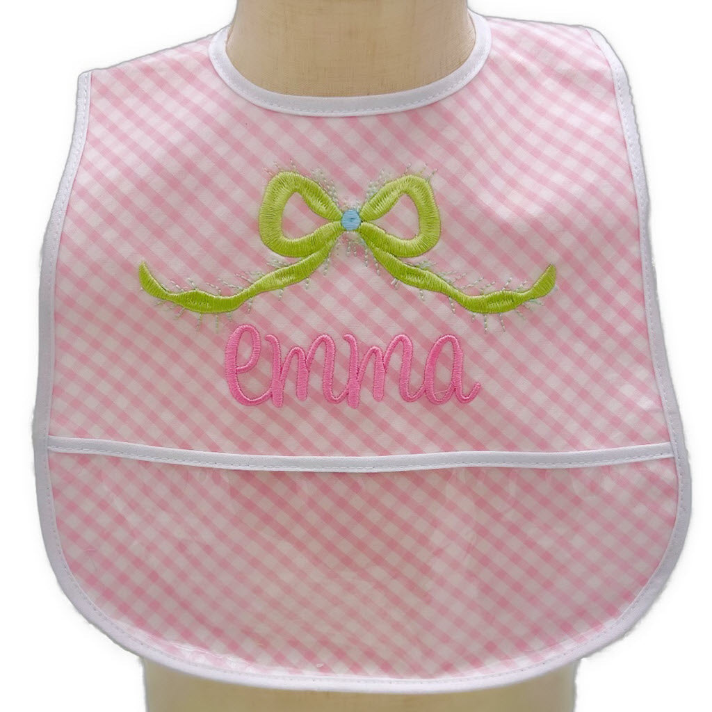 Pink Gingham Laminated Bibs