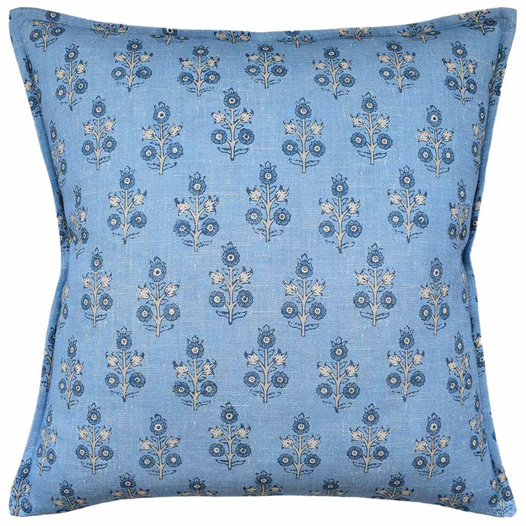 Poppy Sprig Blue Pillow