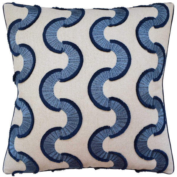 Snake Stitch Rapid Blue Pillow
