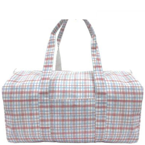 Red and Blue Plaid Duffel Bag