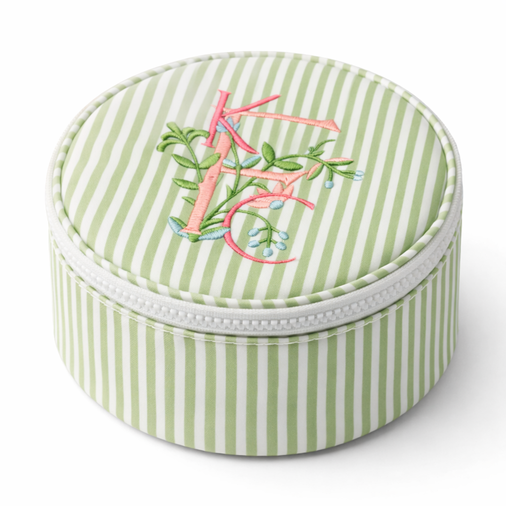 Pimlico Sage Stripe Roundup Jewelry Case