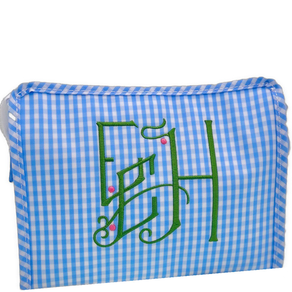 Sky Coated Gingham Cosmetic Bag