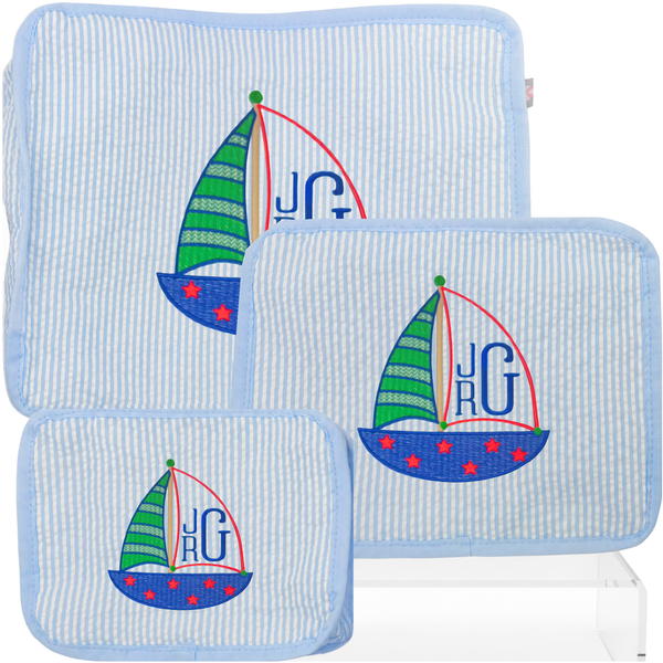 Light Blue Seersucker Stacking Set