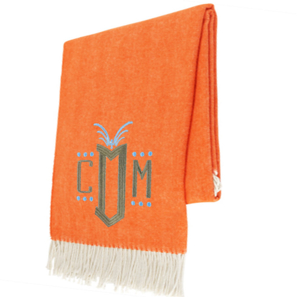 Tangerine Italian Herringbone Throw