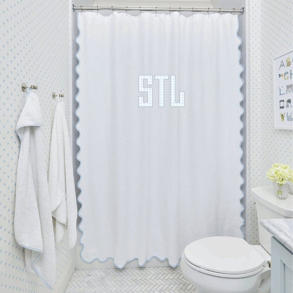 Weezie Light Blue/White Scallop Shower Curtain