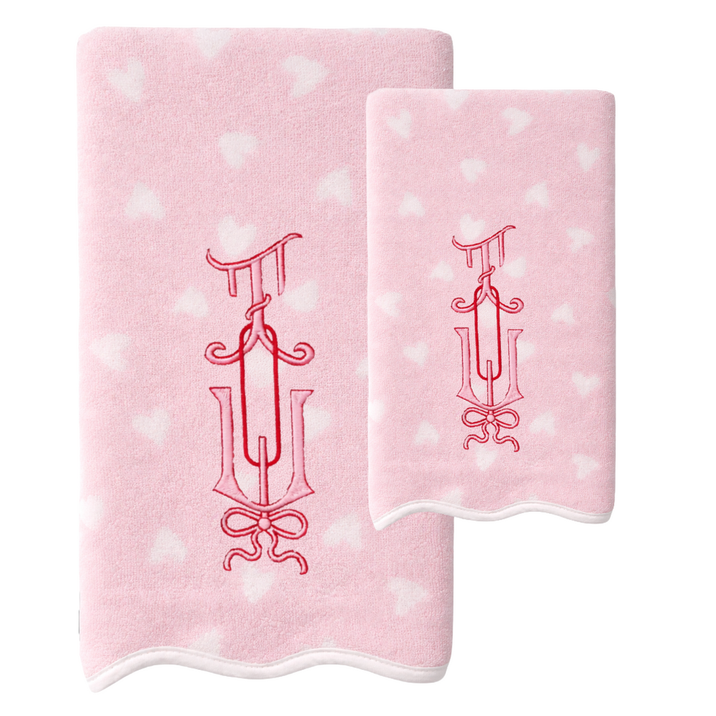 Weezie Tossed Pink Heart Towels