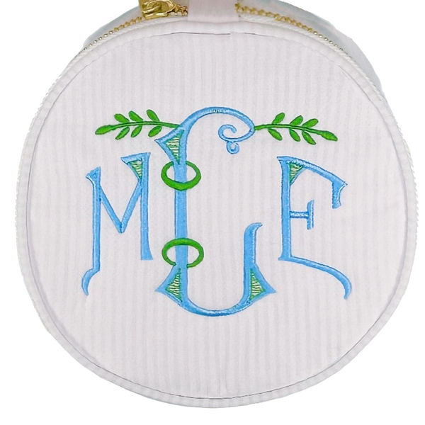 White Seersucker Jewelry Round