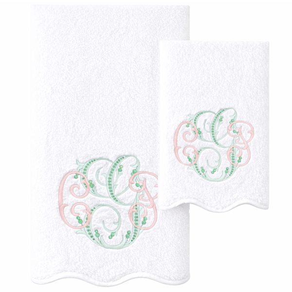 White Scallop Border Bath Collection