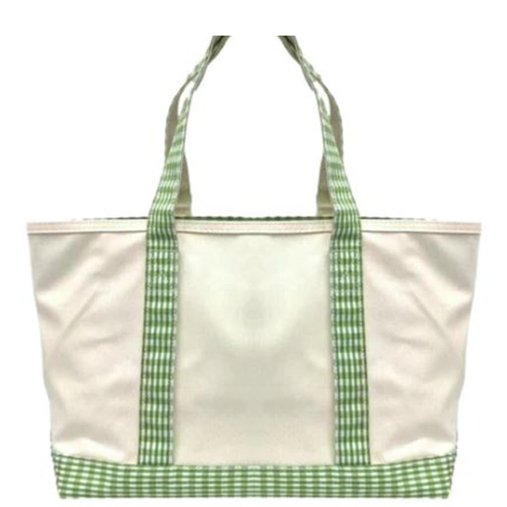 Leaf Canvas & Sky Gingham Coated Tote