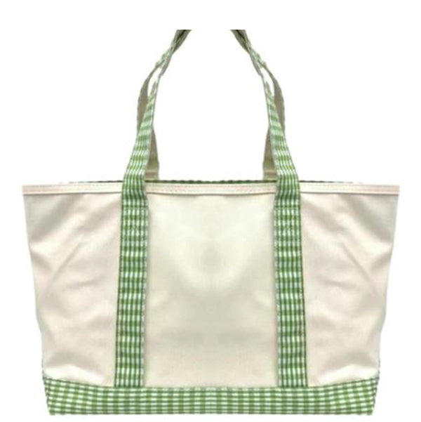 Leaf Canvas & Sky Gingham Coated Tote