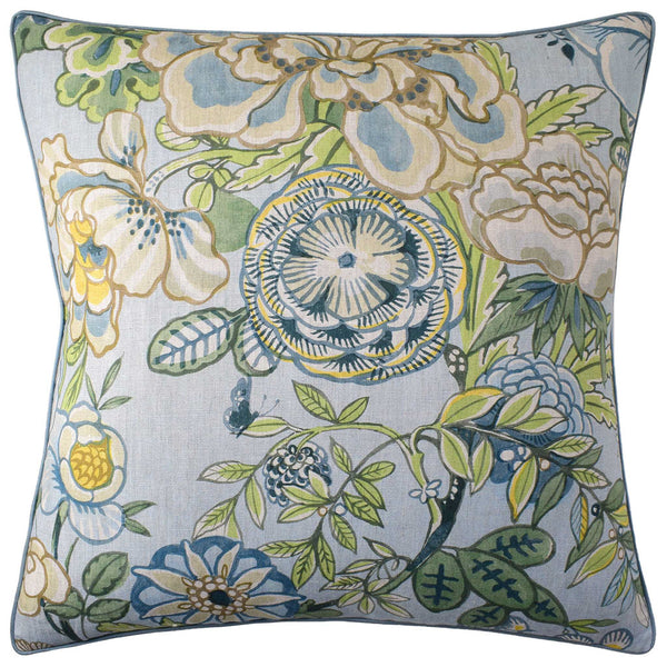 Peony Garden Spa Blue Pillow