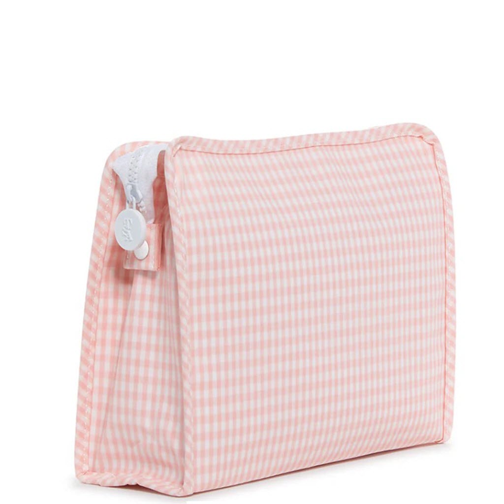 Gingham Taffy Coated Zip Pouch