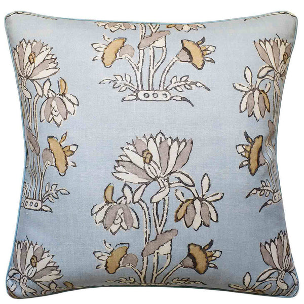 Lily Flower Spa Blue Pillow