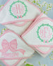 Pink Check Hooded Towel/Washcloth Set