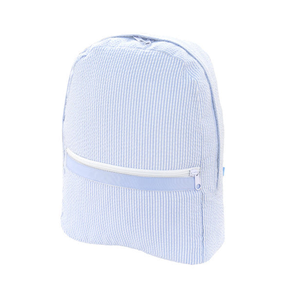 Medium Light Blue Seersucker Backpack