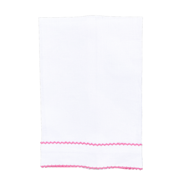 Pink Picot Edge Linen Guest Towel