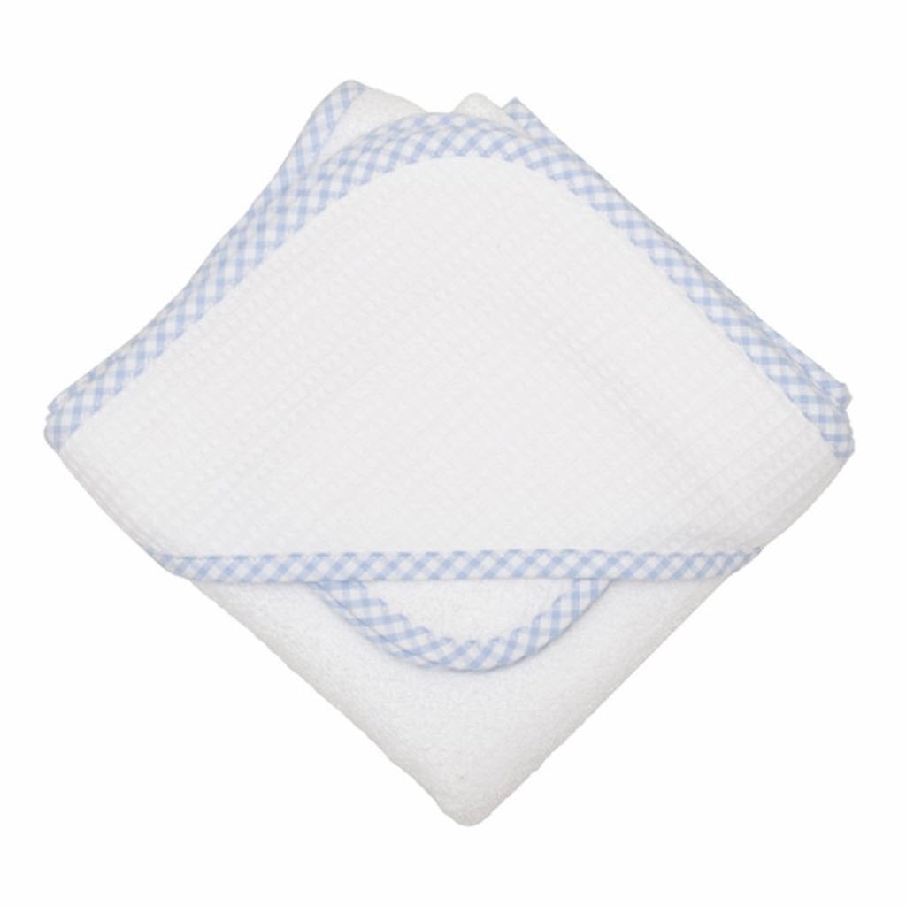 Blue Check Hooded Towel/Washcloth Set